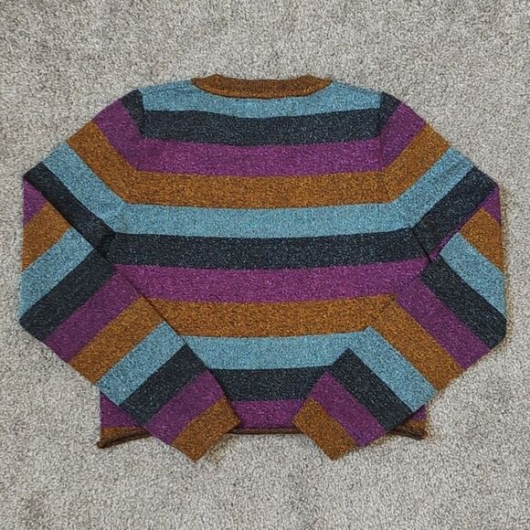 Forever 21 Contemporary Size Large Striped Round Neck Multicolor Sweater - Picture 8 of 12
